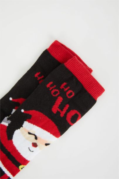 Erkek Çocuk Yılbaşı Temalı Pamuklu Uzun Çorap