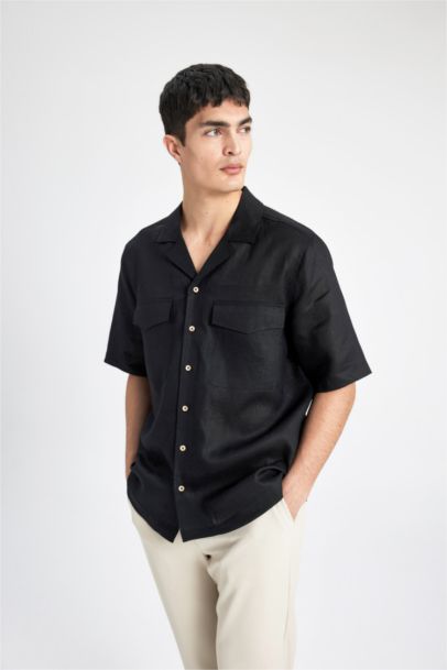 Relax Fit Resort Neck linen Short Sleeve Shirt