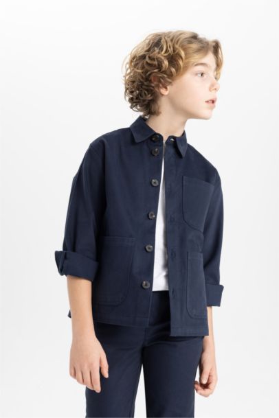 Oversıze Polo Yaka Uzun Kollu Gömlek Erkek Çocuk