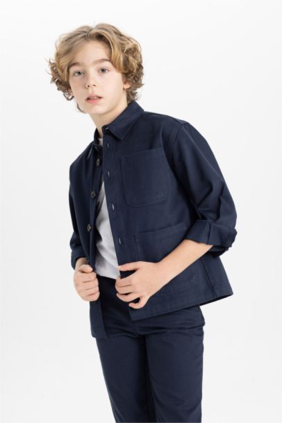 Oversıze Polo Yaka Uzun Kollu Gömlek Erkek Çocuk