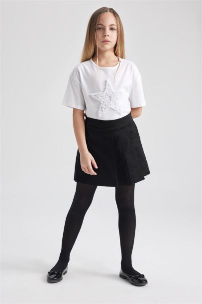 تيشيرت ابيض بناتي نص كم قصة مريحة