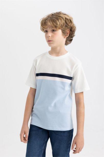 تيشيرت ولادي ملون نص ردن قصة عادية بياخة مستديرة