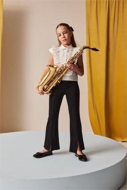 Pantalon évasé avec fente pour fille