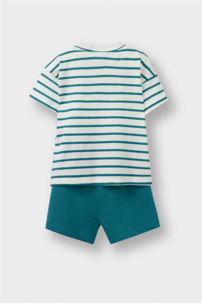 Ensemble T-shirt rayé et Short à taille élastique pour bébé garçon