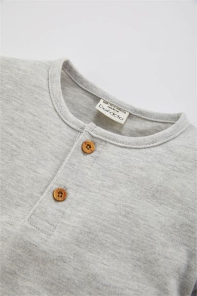 Baby Boy Buttoned Collar Basic Long Sleeve T-Shirt