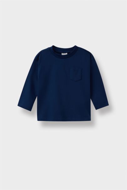 T-shirt basique à manches longues et col rond pour bébé garçon