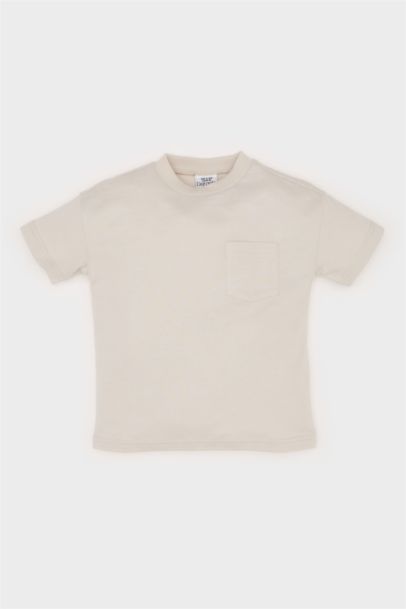 Bisiklet Yaka Basic Düz Kısa Kollu Tişört Erkek Bebek