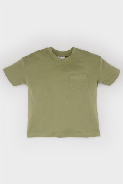 Bisiklet Yaka Basic Düz Kısa Kollu Tişört Erkek Bebek