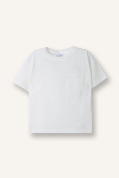 T-shirt basique uni à col rond et manches courtes pour bébé garçon