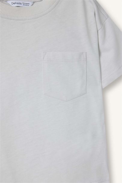 %100 Pamuklu Bisiklet Yaka Tişört Erkek Bebek