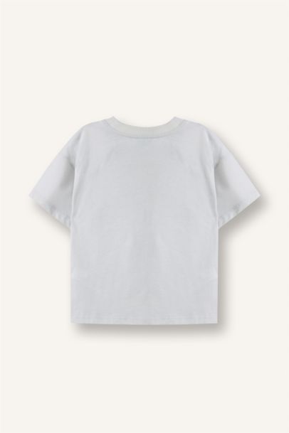 %100 Pamuklu Bisiklet Yaka Tişört Erkek Bebek