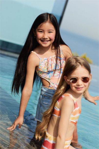 Girl Slim Fit Printed Swimsuit