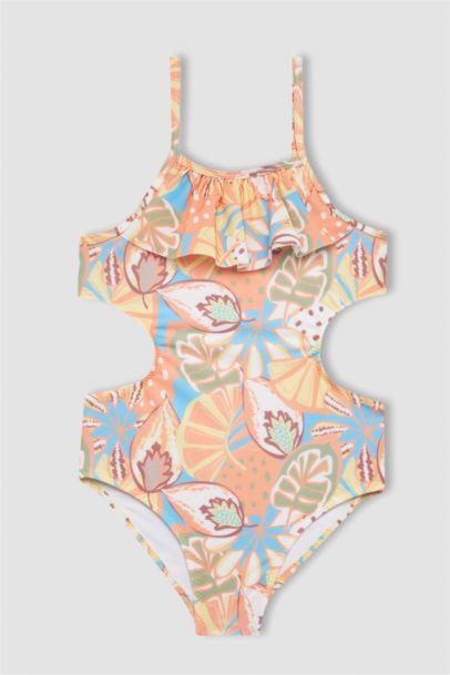 Girl Slim Fit Printed Swimsuit