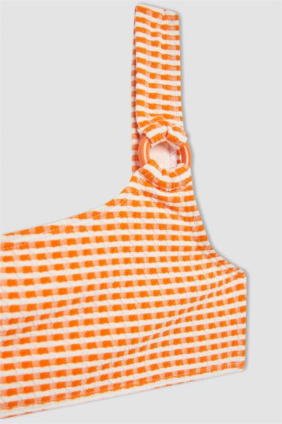 طقم بكيني بناتي كاروهات - قطعتين