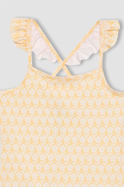 Girl Floral Patterned Swimsuit