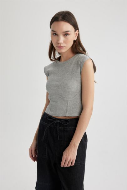 Slim Fit Crew Neck Camisole Short Sleeve T-Shirt