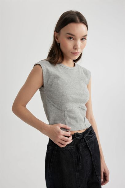 Slim Fit Crew Neck Camisole Short Sleeve T-Shirt