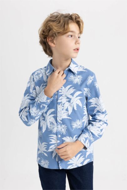 Boy Regular Fit Polo Neck Long Sleeve Shirt