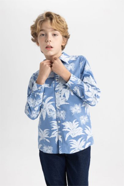 Boy Regular Fit Polo Neck Long Sleeve Shirt