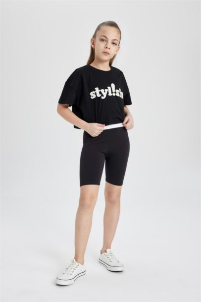 Girl Printed Short Sleeve Crop T-Shirt