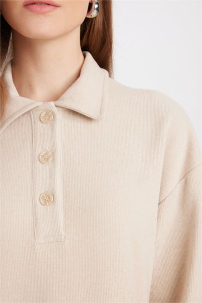 Regular Fit Basic Long Sleeve Selanik Fabric Knitwear Dress