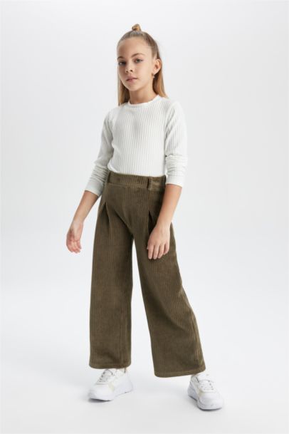 Girl Wide Leg Corduroy Sweatpants