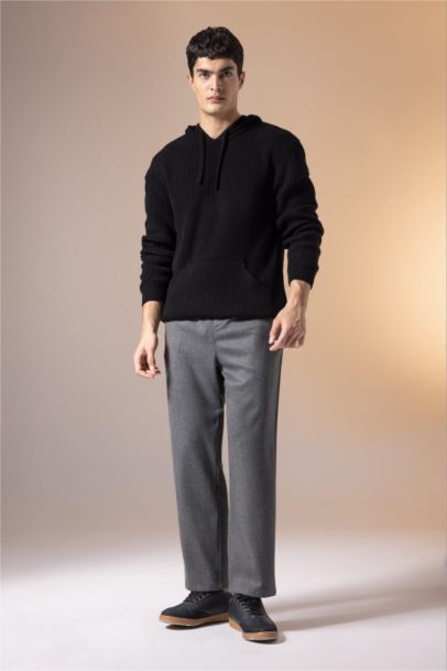 Pantolon Relax Fit Beli Bağcıklı Cepli Basic Düz Düz Paça