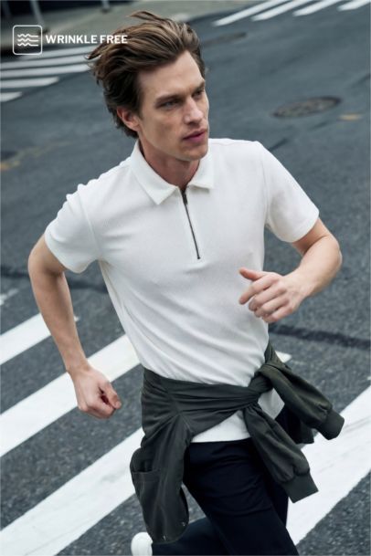 تيشيرت بولو قصة عادية بليسيه بياقة نص سوسته