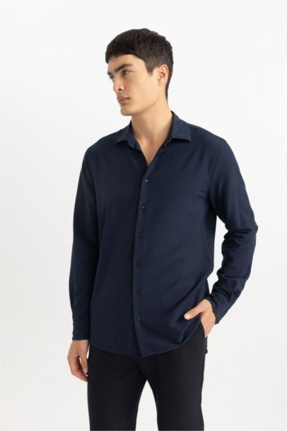 Modern Fit Polo Collar Crinkle Shirt