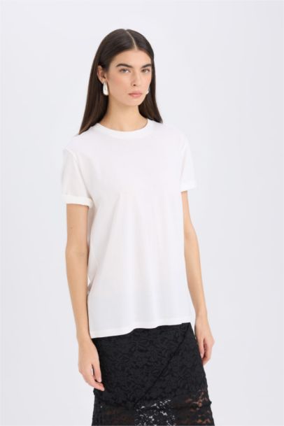Regular Fit Crew Neck Basic Casual Cotton T-Shirt