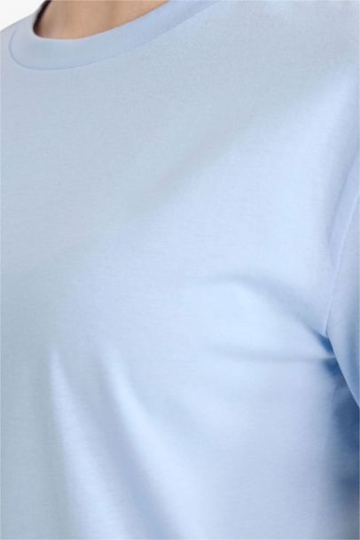 Regular Fit дөңгелек жағалы негізгі тегіс трикотаж қысқа жеңді футболка