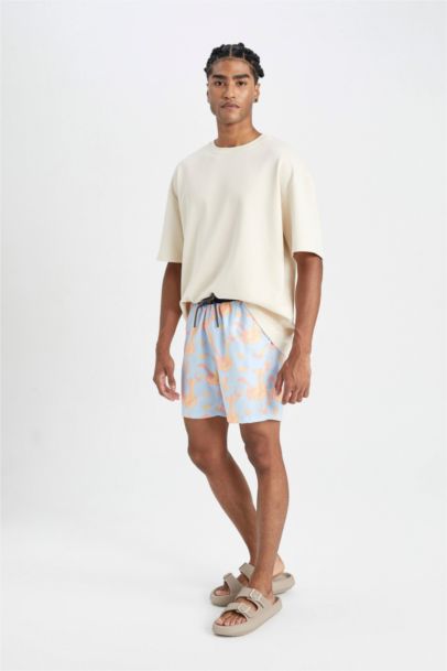Regular Fıt Desenli Kısa Boy Deniz Şortu