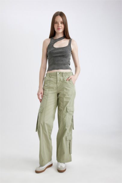 With Cargo Pocket Gabardine Trousers