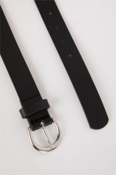 Kadın Oval Toka Suni Deri 2'li Jean Kemeri