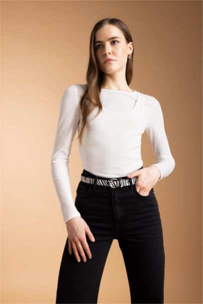 Kadın Oval Toka Suni Deri 2'li Jean Kemeri