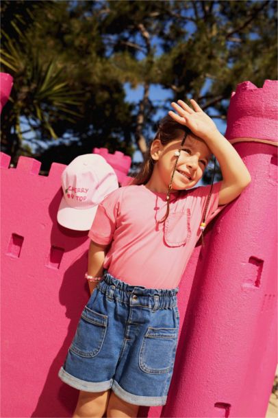 Baby Girl Crew Neck Basic Short Sleeve T-Shirt