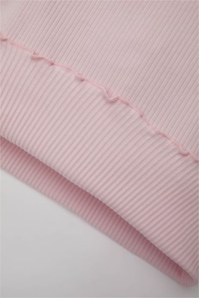 Baby Girl Crew Neck Floral Ribbed Camisole T-Shirt