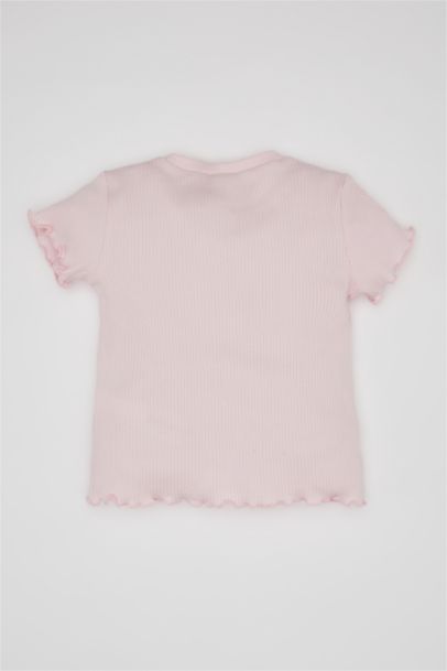 Baby Girl Crew Neck Floral Ribbed Camisole T-Shirt
