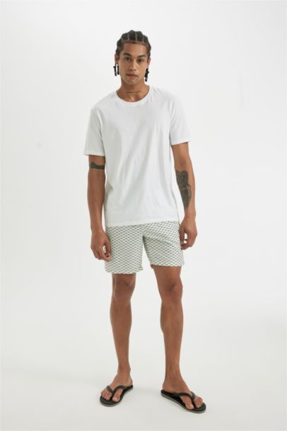 Regular Fit Mesh Lined Short Patterned Swim Shorts