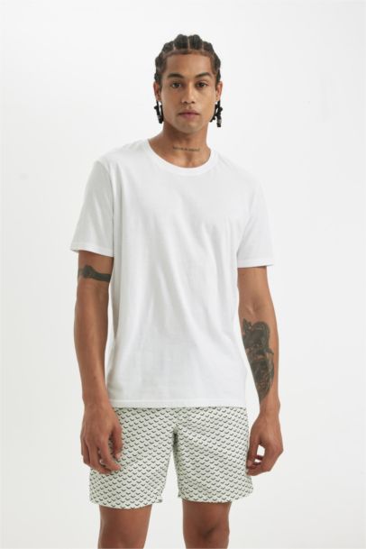 Regular Fit Mesh Lined Short Patterned Swim Shorts