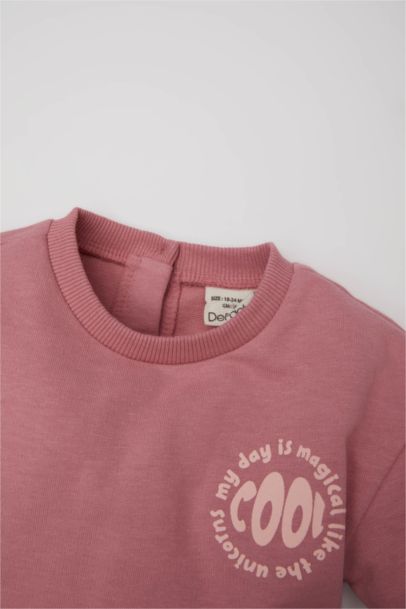 Baby Girl Slogan Printed Long Sleeve Dress