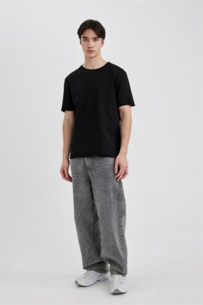 Regular Fit Crew Neck Dirty Short Sleeve T-Shirt