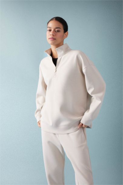 DeFactoFit Oversize Fit Zippered Sports Sweatshirt