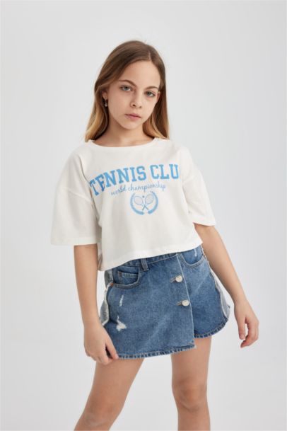 Girl 2 Piece Short Sleeve Crop T-Shirt