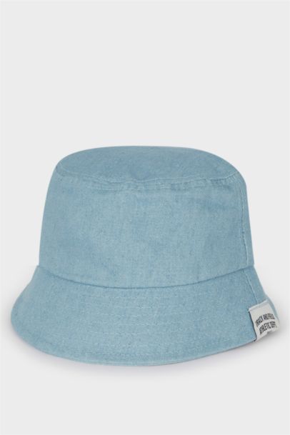 Boy Label Printed Denim Bucket Hat