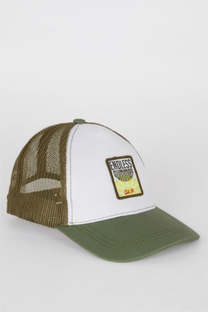 Boy Label Printed Gabardine Cap