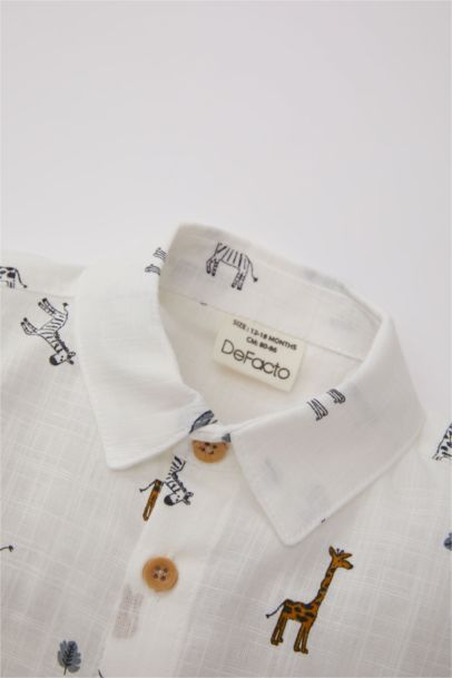 Baby Boy Patterned Voile Long Sleeve Shirt