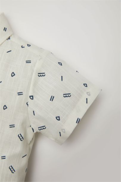 Baby Boy Shirt Collar Flared Poplin Short Sleeve Shirt