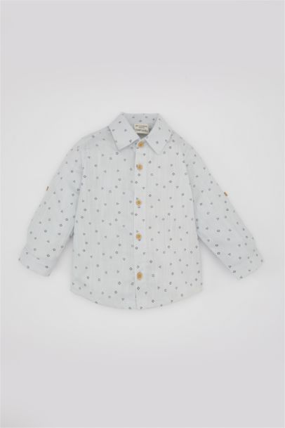 Baby Boy Voile Long Sleeve Patterned Shirt