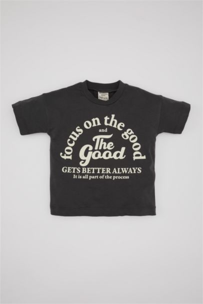 Baby Boy Slogan Printed Jersey T-Shirt Salopet 2 Piece Set